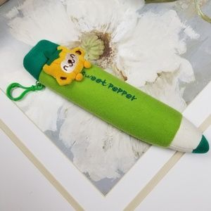 Cute Pencil Case Pouch Cat Sweet Pepper Green Korean